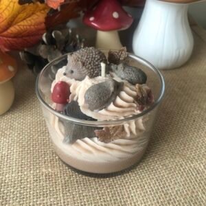 Bougie parfumée Hérissons & décor d’automne