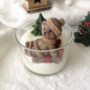 Bougie Ourson de Noël Marshmallow grillé